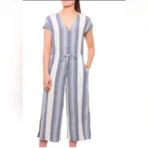 Cloth & Stone women’s sleeveless striped Linen‎ Blend Cropped Jumpsuit Size S
